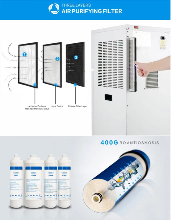 Air to water generator 50L/D with Hot & Cold Water Dispenser